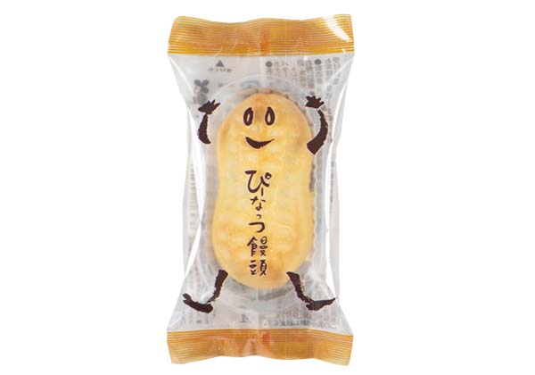 千葉県なごみの米屋のぴーなっつ饅頭のパッケージデザインは、ぴーなっつのイラストのぴーちゃんです。