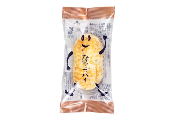 千葉県なごみの米屋のぴーなっつパイのパッケージデザインは、ぴーなっつのイラストのぴーちゃんです。